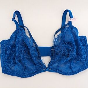 NWT! Victoria's Secret Very Sexy Low Cut Demi Bra With Rhinestones Blue 34DDD